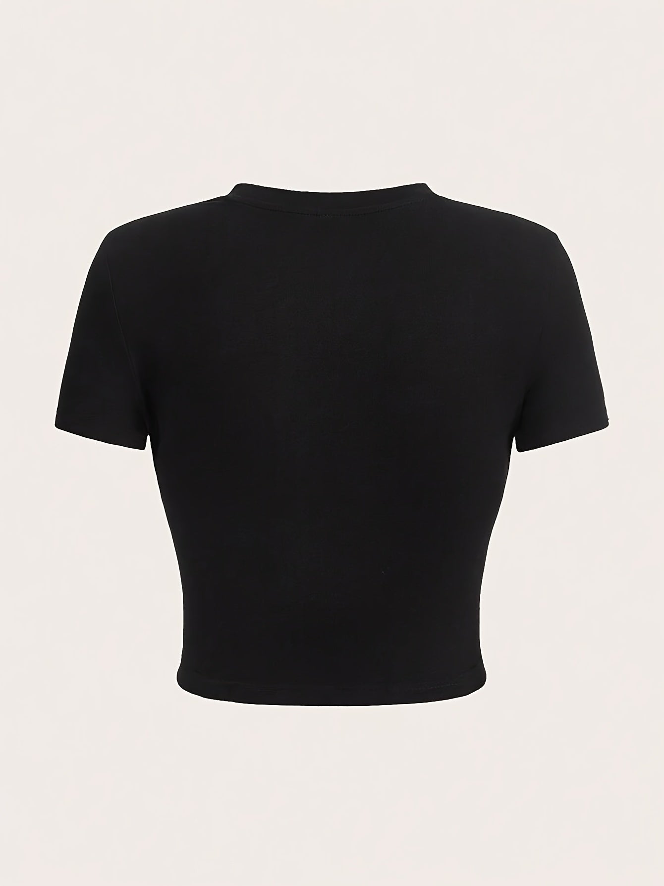 Women's "But My" Letter Print Crop Top - Casual & Stretchy, Round Neck Short Sleeve Tee in Black, Polyester & Elastane Blend, Machine Washable - Perfect for Summer, Versatile Crop Top|Sleek Round Neck|Glossy Finish Shirt